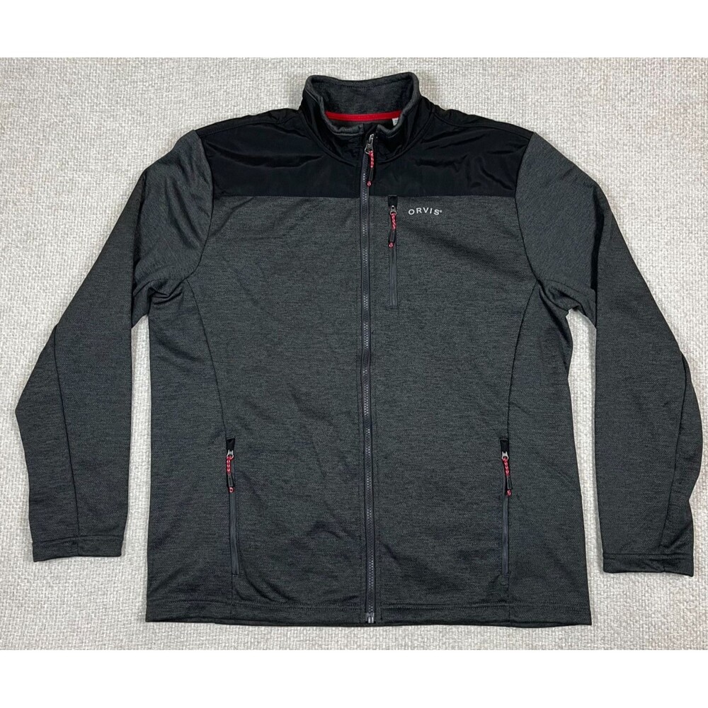 Orvis Bonded Mesh Full Zip Jacket Men's Large Gray Outdoor Zip Pockets